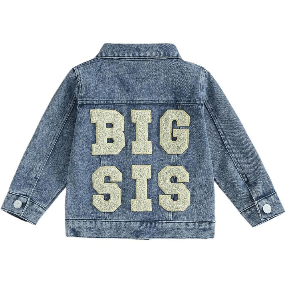 Toddler Baby Girl Jacket Big Sister Letter Embroidery Jean -18 -24 months